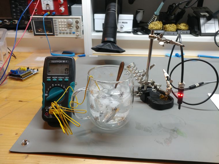 Nullabgleich mit dem Sensor im Eiswasser.