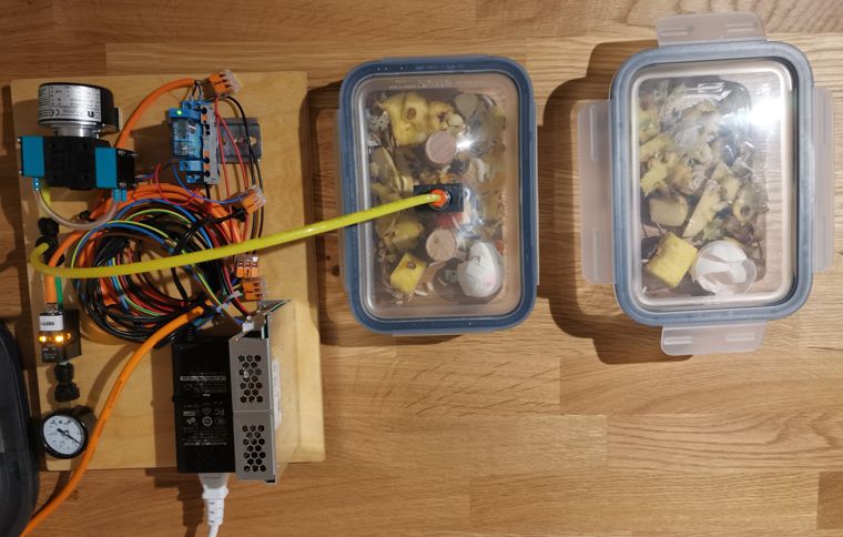 Gärversuch im Vakuum — allererster Prototyp.